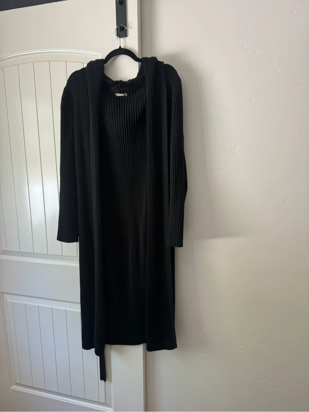 J. Crew Black Ribbed Knit Cardigan with Tie